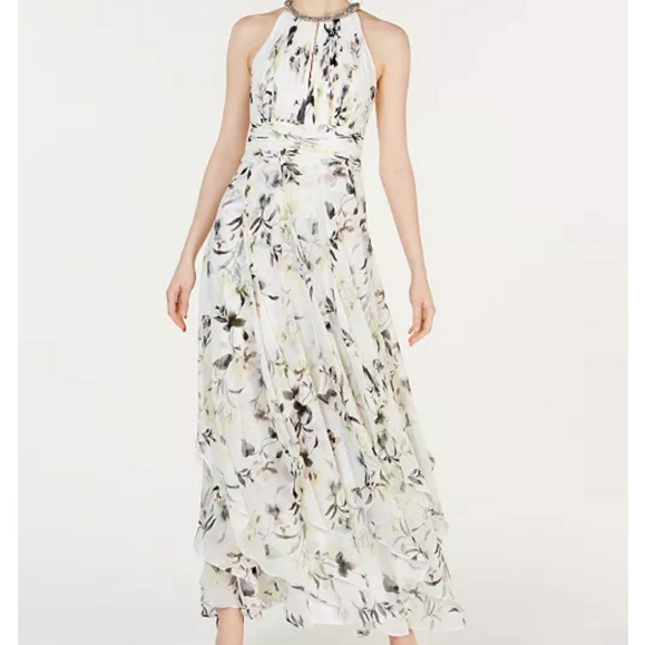 Calvin Klein floral halter gown sz 8 NWOT - Picture 1 of 8